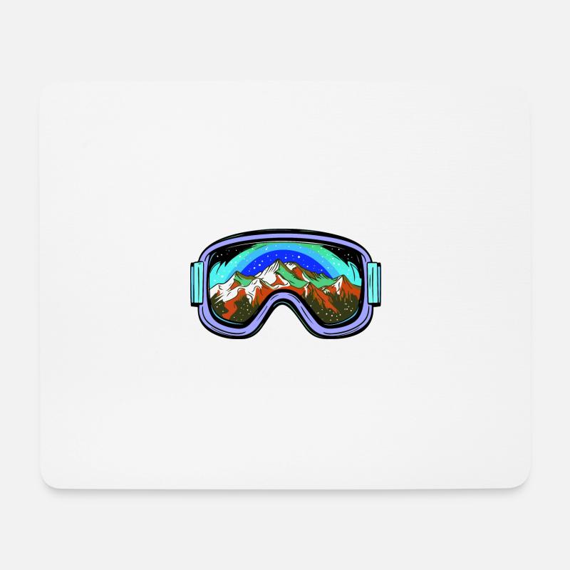 Skibrille Berge Ski Bunt - Mousepad (Querformat) - Weiß