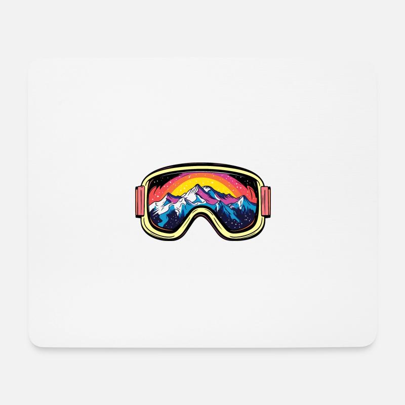 Skibrille Berge Ski Symbol Bunt - Mousepad (Querformat) - Weiß
