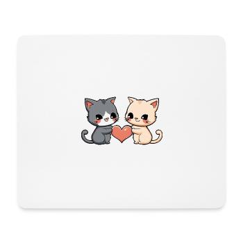 Chat Couple Saint-Valentin - Tapis de souris (format paysage) - blanc - Devant