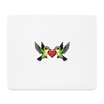 Colibri oiseau couple Saint-Valentin - Tapis de souris (format paysage) - blanc - Devant