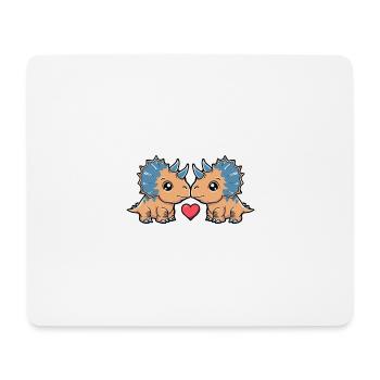 Dinosaure tricératops Couple En Amour Saint Valentin - Tapis de souris (format paysage) - blanc - Devant