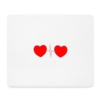 Two Hearts Heartbeat Lifeline – Romantisches rotes Tee - Mousepad (Querformat) - Weiß - Vorne