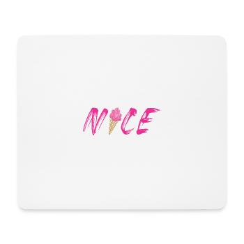 pink Himbeere Erdbeere Eis Eiswaffel nice schön - Mousepad (Querformat) - Weiß - Vorne