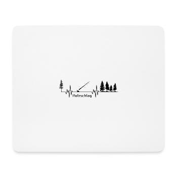 Holzschlag - Herzschlag SCHWARZ Woodlove Holzfälle - Mousepad (Querformat) - Weiß - Vorne