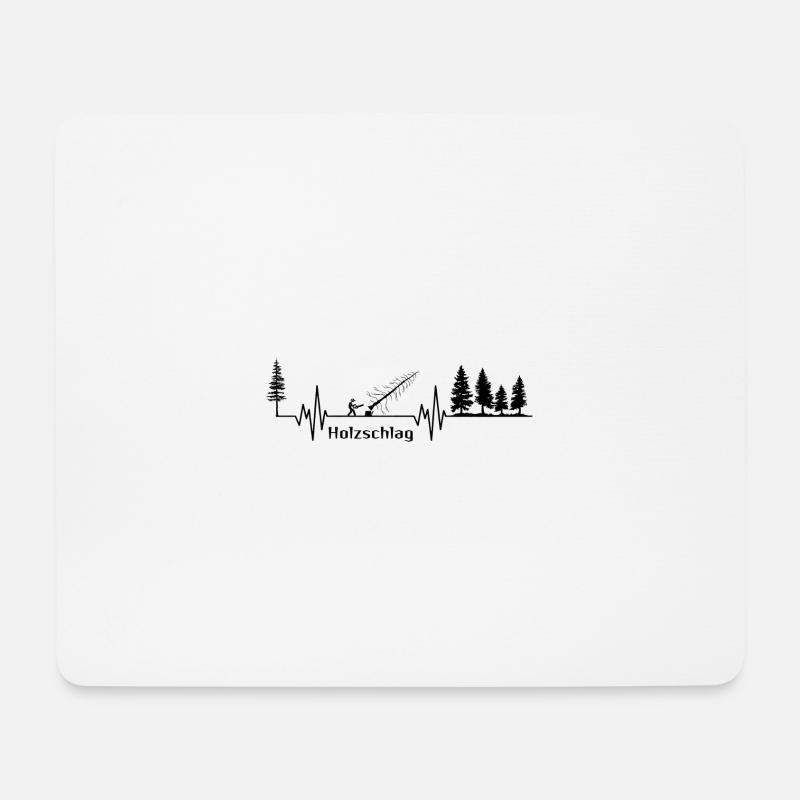 Herzschlag Holzfäller Motorsäge Puls BLACK v1 - Mousepad (Querformat) - Weiß