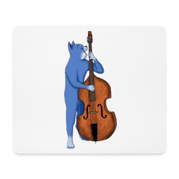 CAT PLAYING A DOUBLE BASS – BAD ASS BASS CAT - Mouse Pad (horizontal) - white - Front