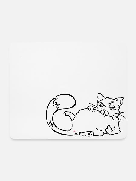 Cat nope nope no middle finger white - Mouse Pad (horizontal) - white
