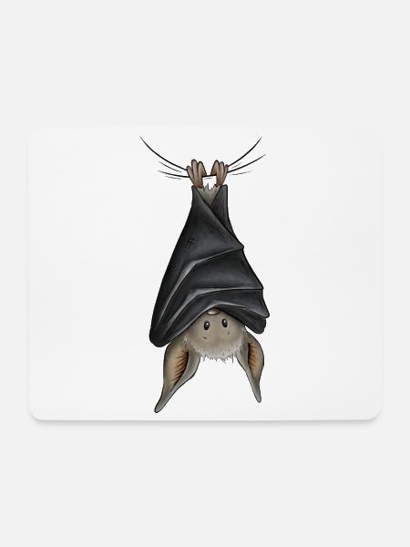 Lustig chillende kopfüber hängende Fledermaus - Mousepad (Querformat) - Weiß