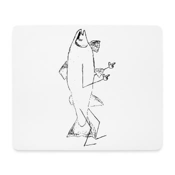Lässiger Lachs mit Armen & Beinen - Lustig - Mousepad (Querformat) - Weiß - Vorne