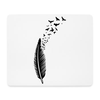 Feder und Vögel Vogelschwarm - Mousepad (Querformat) - Weiß - Vorne