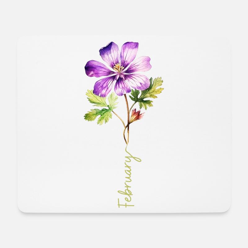 Detaillierte Illustration der Februarblume - Mousepad (Querformat) - Weiß