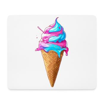 Lecker Eiscreme | Synthwave Eistüte - Mousepad (Querformat) - Weiß - Vorne