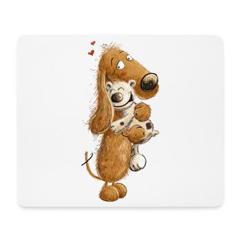 Dackel Mit Hundespielzeug Teckel Kuscheltier - Mousepad (Querformat) - Weiß - Vorne