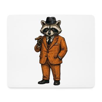 Raccoon Gentleman with Cigar - Mouse Pad (horizontal) - white - Front