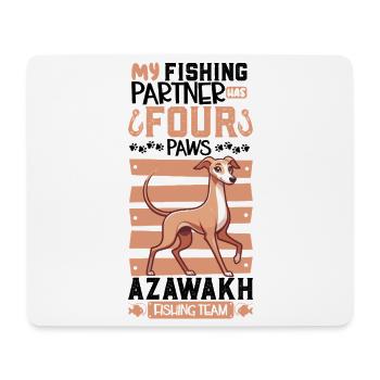 Pêche et Azawakh - Tapis de souris (format paysage) - blanc - Devant