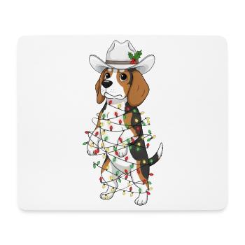Lustiger Beagle Weihnachten Mistelzweig Cartoon - Mousepad (Querformat) - Weiß - Vorne