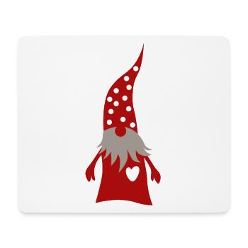 Décoration de Noël Gnome Red Heart Dots - Tapis de souris (format paysage) - blanc - Devant