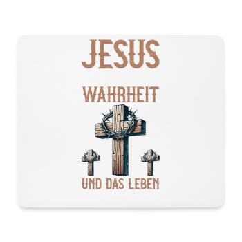 Jesus Der Weg DIe Wahrheit Und Das Leben - Mousepad (Querformat) - Weiß - Vorne