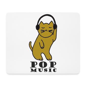 Cat DJ with headphones - Mouse Pad (horizontal) - white - Front
