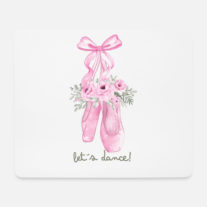 Rosa Ballettschuhe mit Blüten - Mousepad (Querformat) - Weiß
