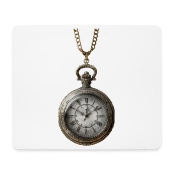 Antique gilded clock on chain - Mouse Pad (horizontal) - white - Front