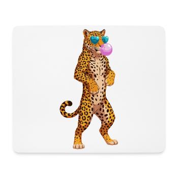 Cool leopard with sunglasses and bubblegum - Mouse Pad (horizontal) - white - Front