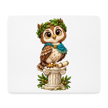 Weise Eule im Lorbeerkranz - Mousepad (Querformat) - Weiß - Vorne