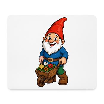Zwerg mit Blumenwagen - Mousepad (Querformat) - Weiß - Vorne