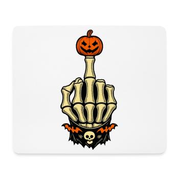 Kürbis Mittelfinger Halloween Skelett - Mousepad (Querformat) - Weiß - Vorne