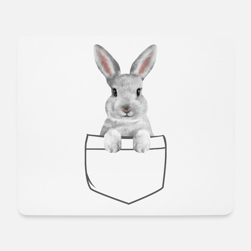 Rabbit In A Pocket Lustiger Osterhase - Mousepad (Querformat) - Weiß