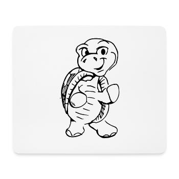 Funny illustration of cartoon turtle - Mouse Pad (horizontal) - white - Front