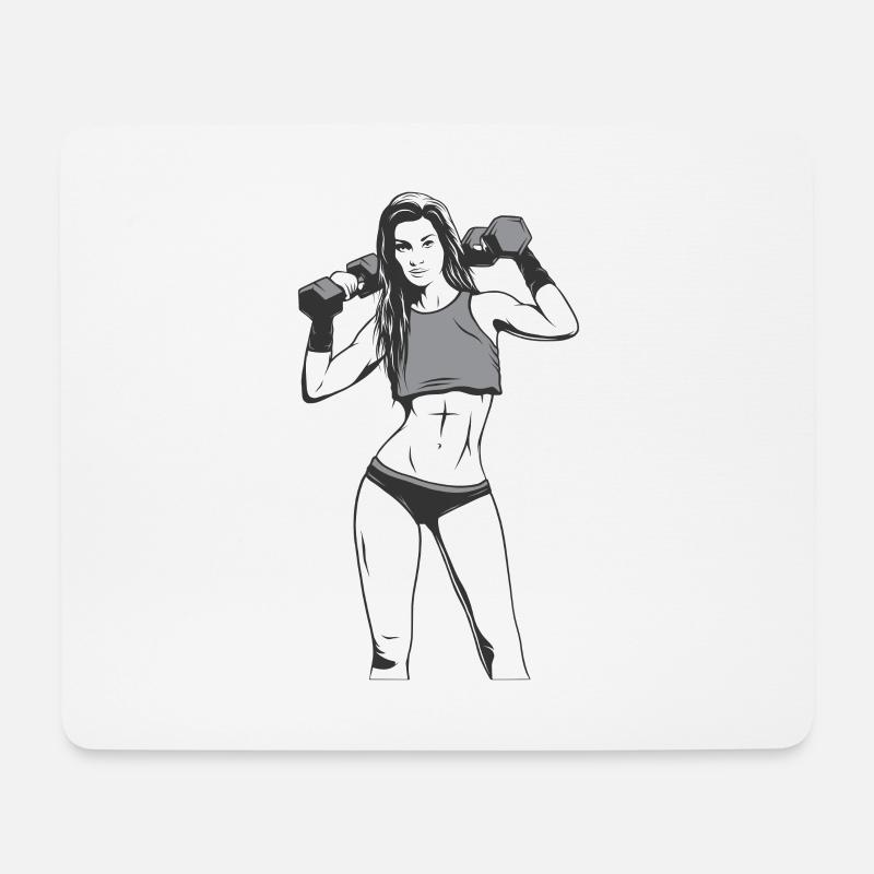 Frau Fitnessstudio - Mousepad (Querformat) - Weiß