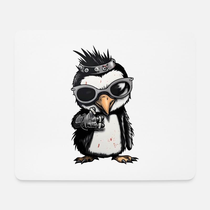 Coole Punk Rock Pinguin Entzückendes Tier - Mousepad (Querformat) - Weiß