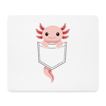 Cute Axolotl Peeking Out of Pocket - Mouse Pad (horizontal) - white - Front