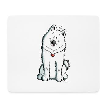 Samojede mit Herz - Mousepad (Querformat) - Weiß - Vorne