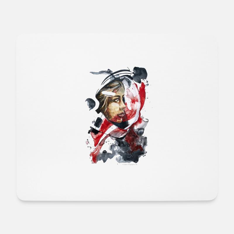 Kosmonaut Portrait Frau by carographic - Mousepad (Querformat) - Weiß