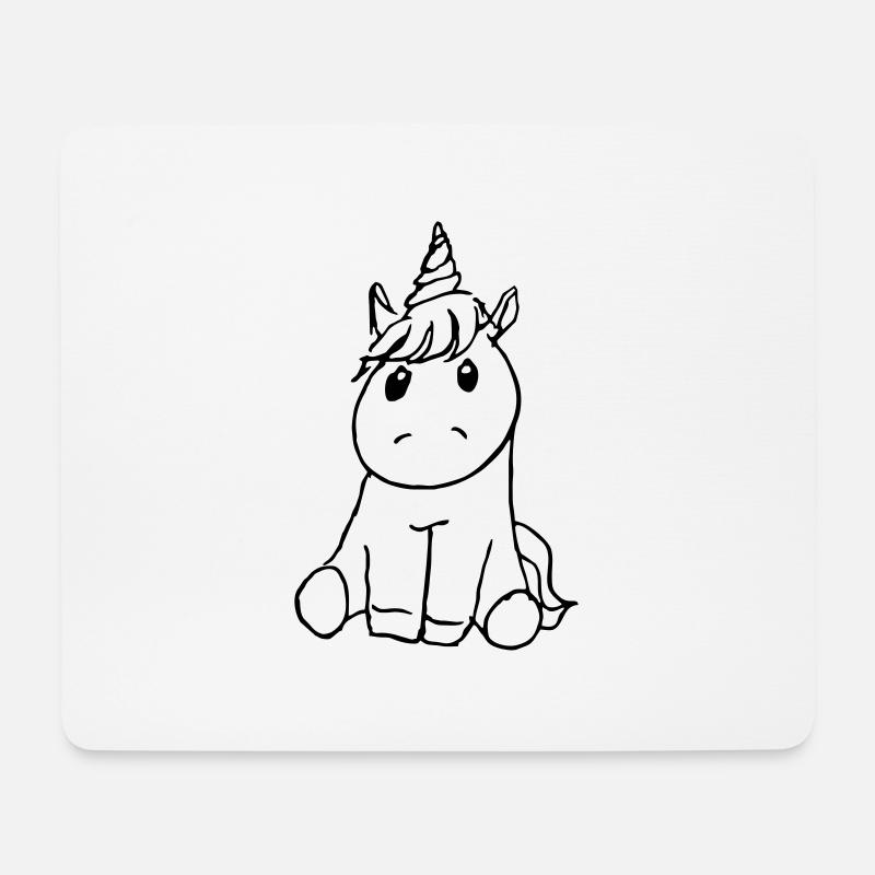 Einhorn knuffig - Mousepad (Querformat) - Weiß