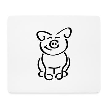 Cute sitting piggy looks friendly - Mouse Pad (horizontal) - white - Front