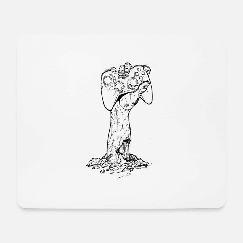 Black and white zombie gamer - Mousepad (Querformat) - Weiß