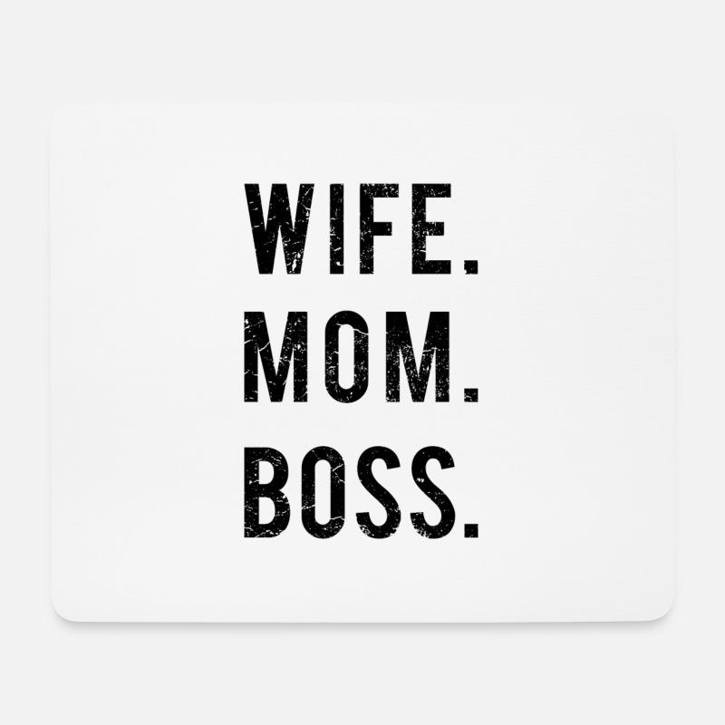 Wife Mom Boss Schwarz - Mousepad (Querformat) - Weiß