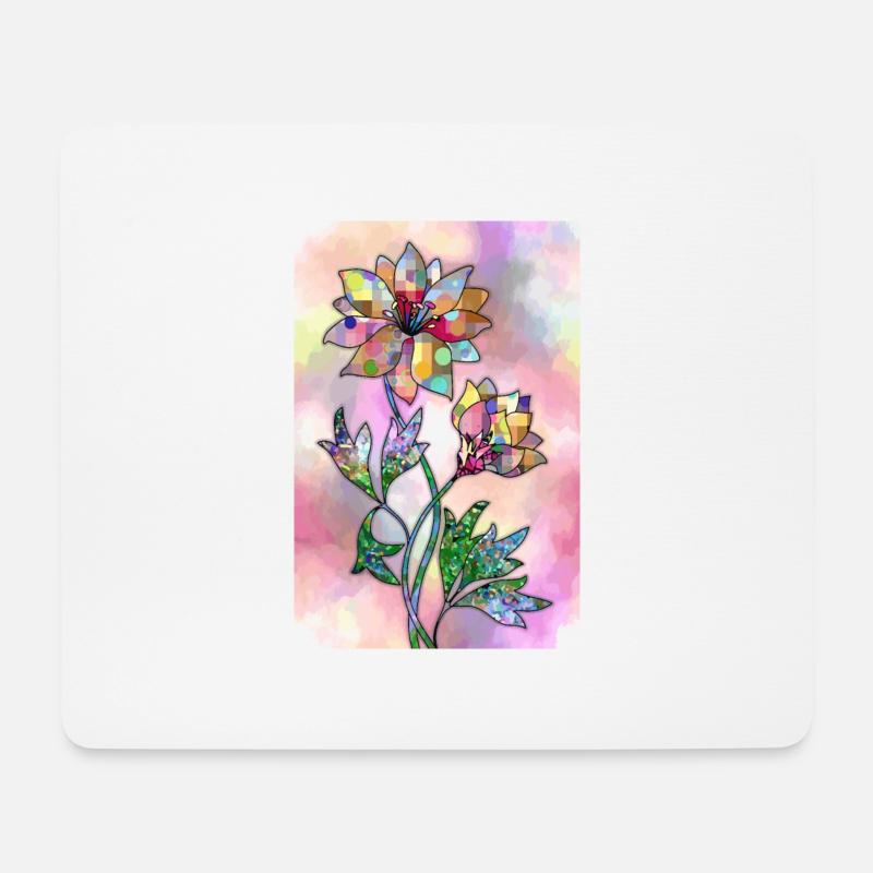 Bunte Blumen - Mousepad (Querformat) - Weiß
