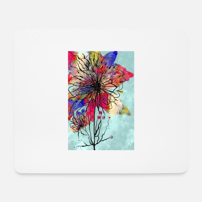 Bunte Blume - Mousepad (Querformat) - Weiß