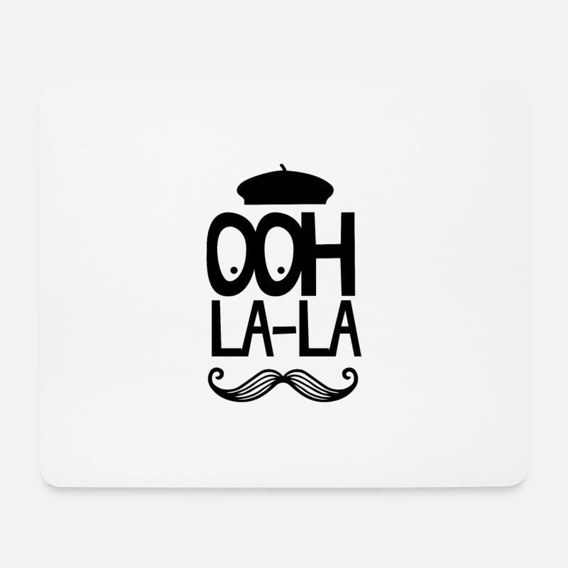 French Mustache Oh La La - Mousepad (Querformat) - Weiß