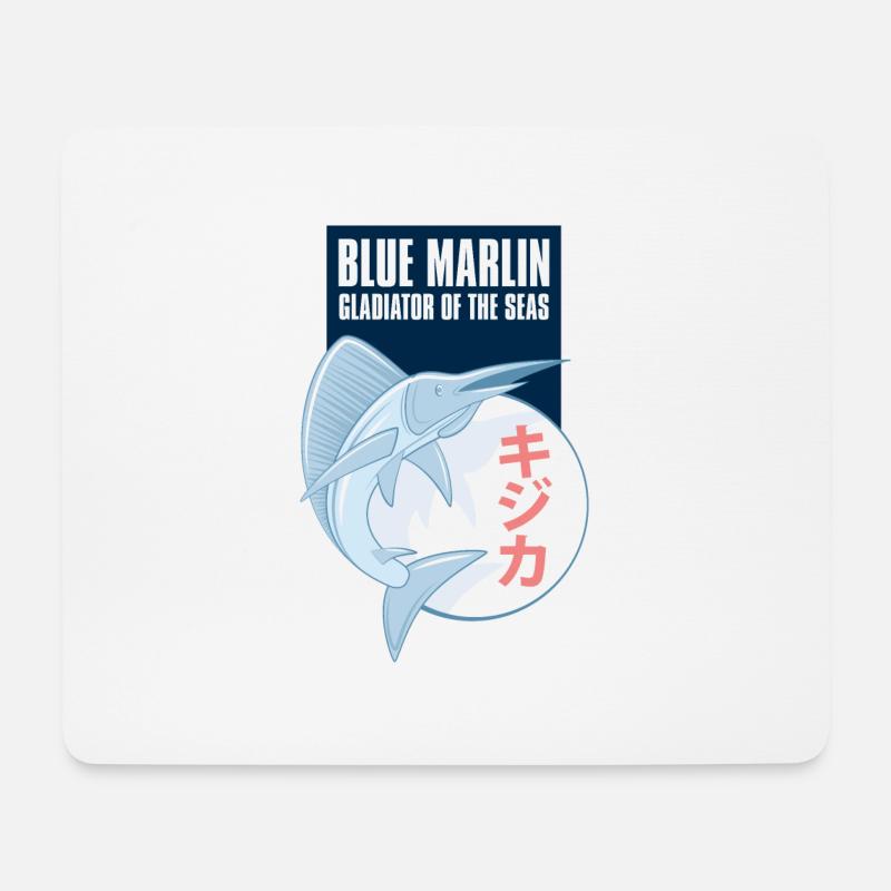 Blue Marlin - Mousepad (Querformat) - Weiß