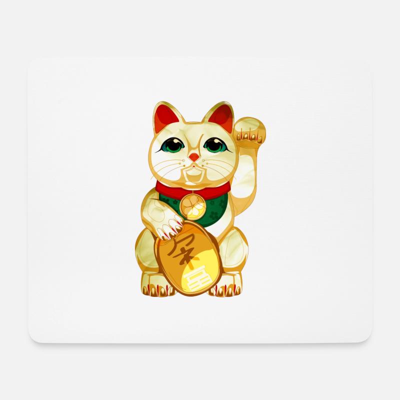 winkekatze - Mousepad (Querformat) - Weiß