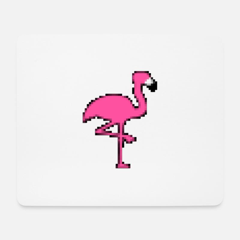 Pixel Flamingo - Mousepad (Querformat) - Weiß
