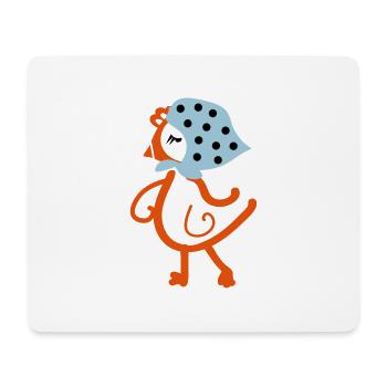 Poule Poulet au foulard bleu - Tapis de souris (format paysage) - blanc - Devant