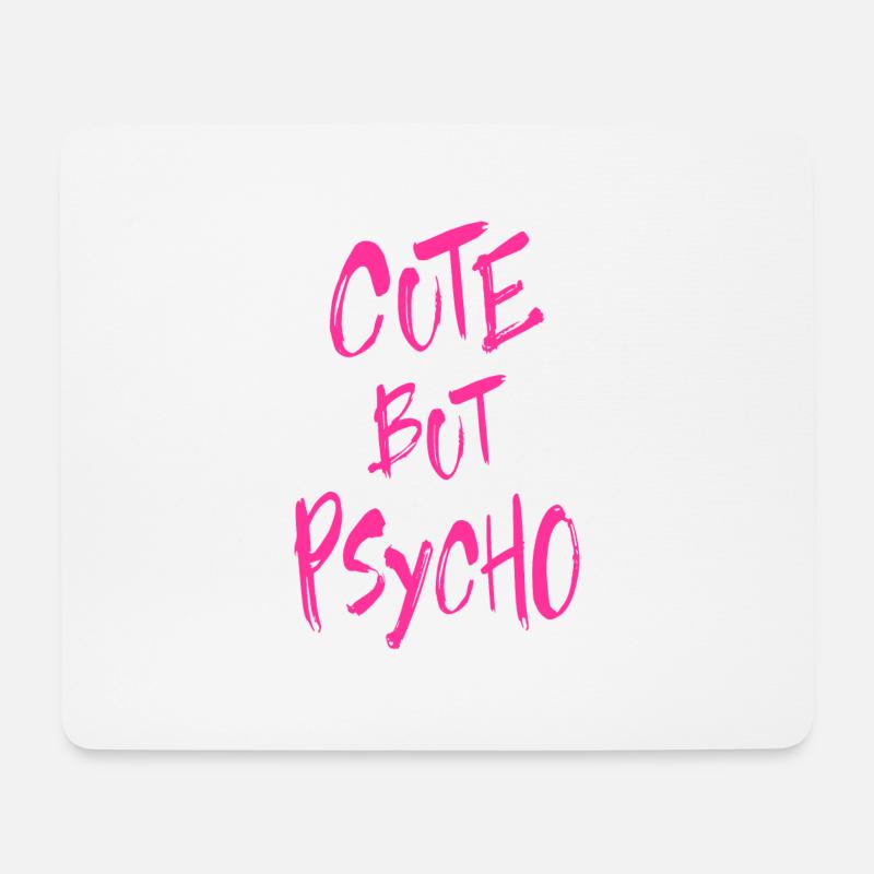 Cute But Psycho - Horror Motiv in Pink - Mousepad (Querformat) - Weiß