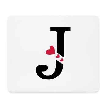 Capital letter J with hearts - Mouse Pad (horizontal) - white - Front
