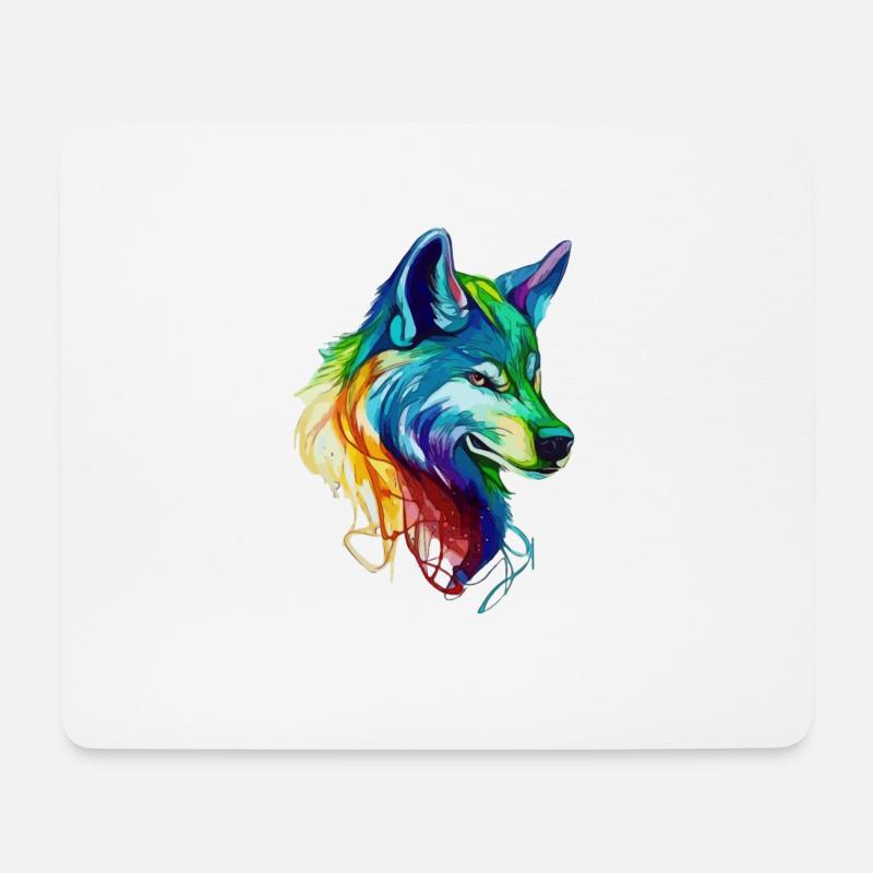 Majestic Rainbow Wolf - Mouse Pad (horizontal) - white